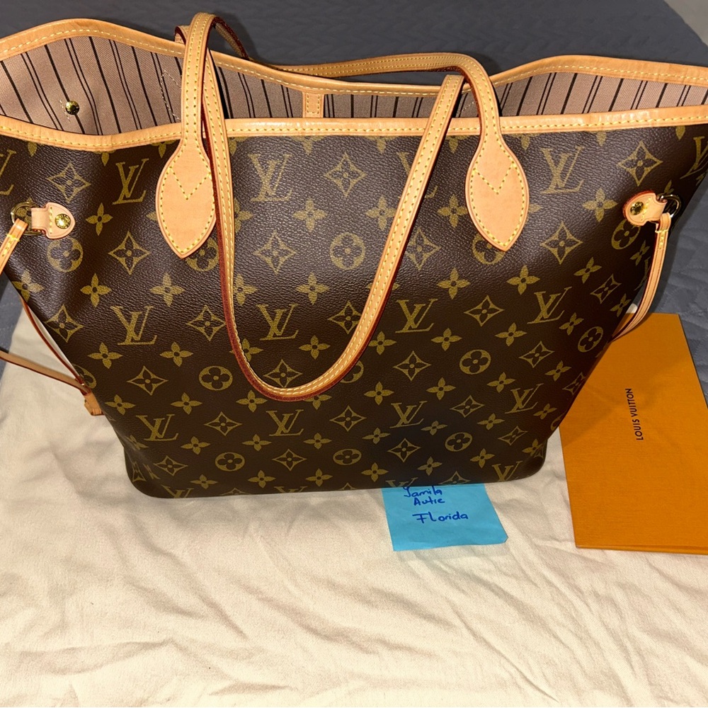 Louis Vuitton Brown Monogram Neverfull Tote with Natural Vachetta Handles